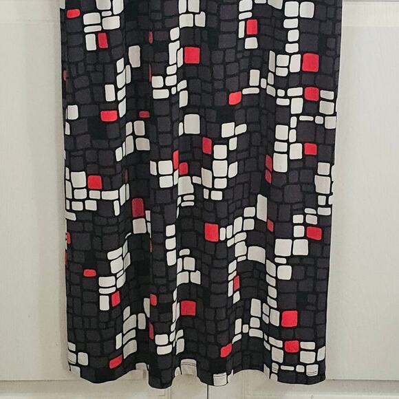 Nikki Poulos Maxi Dress‎ Small Black Red Abstract Geometric Vacation Casual - Picture 4 of 8